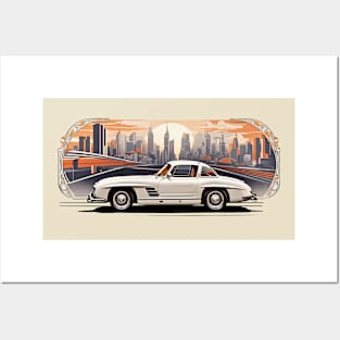 Classic Sport Car City View retro vintage design Posters and Art